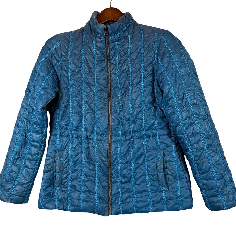 Cabi Poseidon Puffer Jacket Women S Royal Blue Quilted Lightweight Full Zip 914